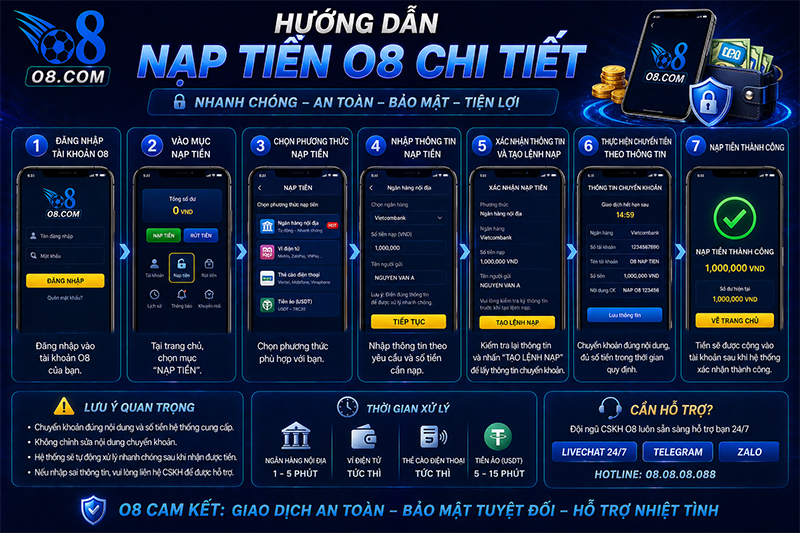 Hướng dẫn nạp tiền O8 chi tiết